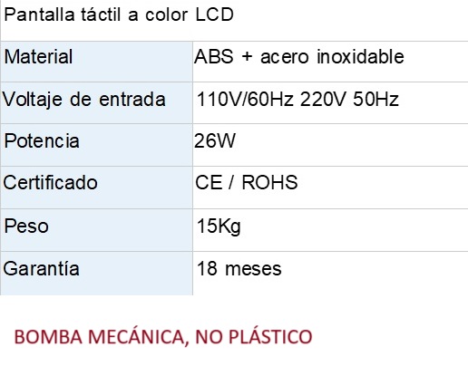 HIDROFACIAL 8 EN 1, ESPECIFICACIONES TÉCNICAS